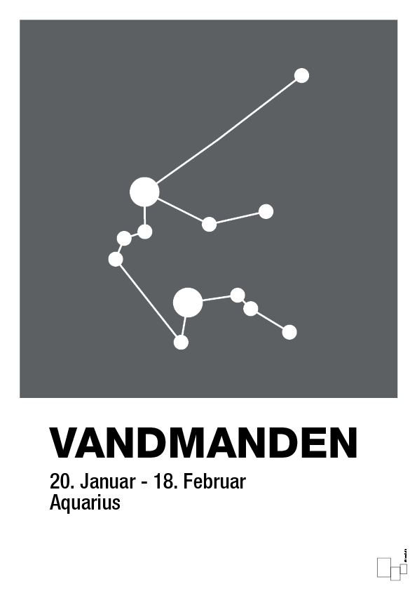 plakat: stjernebillede vandmanden - graphic charcoal-Stjernetegn-A1two3