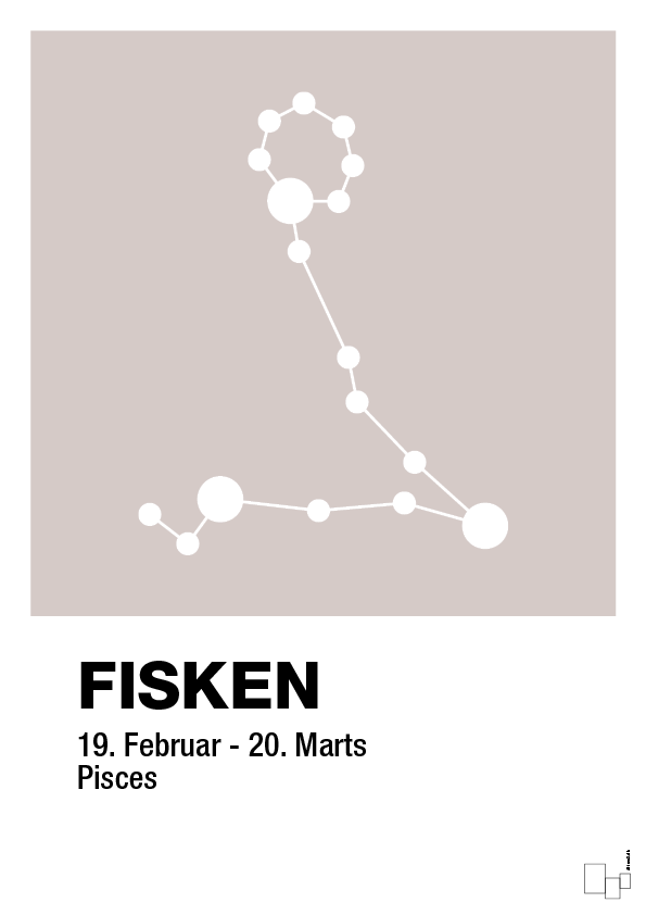 plakat: stjernebillede fisken - broken beige-Stjernetegn-A1two3