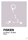 plakat: stjernebillede fisken - dusty lilac-Stjernetegn-A1two3