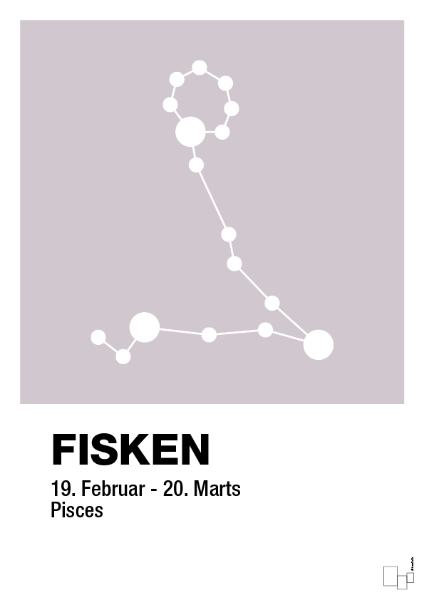 plakat: stjernebillede fisken - dusty lilac-Stjernetegn-A1two3