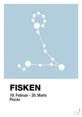 plakat: stjernebillede fisken - heavenly blue-Stjernetegn-A1two3