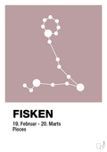plakat: stjernebillede fisken - light rose-Stjernetegn-A1two3