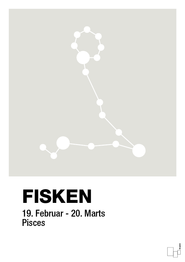 plakat: stjernebillede fisken - painters white-Stjernetegn-A1two3
