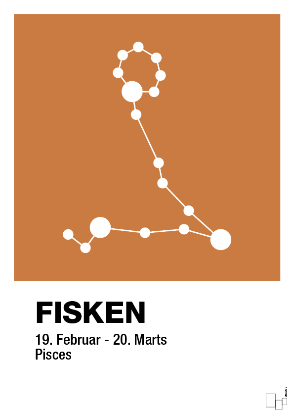 plakat: stjernebillede fisken - rumba orange-Stjernetegn-A1two3