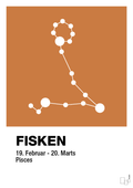 plakat: stjernebillede fisken - rumba orange-Stjernetegn-A1two3