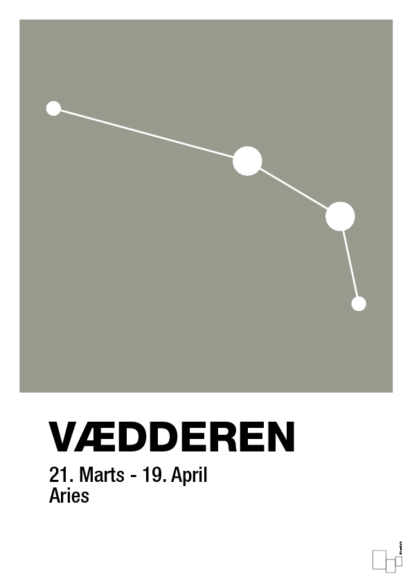 plakat: stjernebillede vædderen - battleship gray-Stjernetegn-A1two3