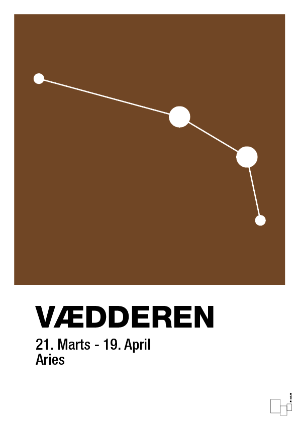 plakat: stjernebillede vædderen - dark brown-Stjernetegn-A1two3