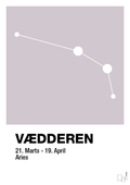 plakat: stjernebillede vædderen - dusty lilac-Stjernetegn-A1two3