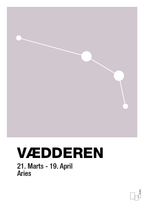 plakat: stjernebillede vædderen - dusty lilac-Stjernetegn-A1two3