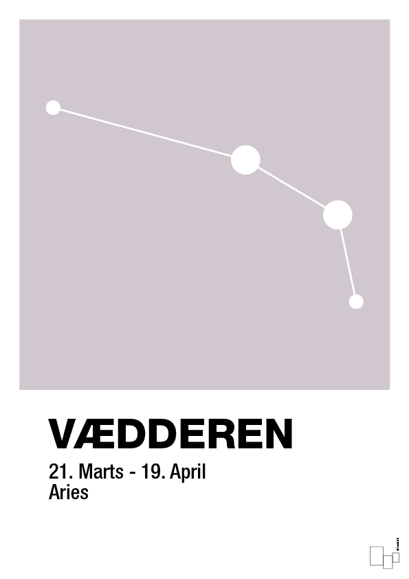 plakat: stjernebillede vædderen - dusty lilac-Stjernetegn-A1two3