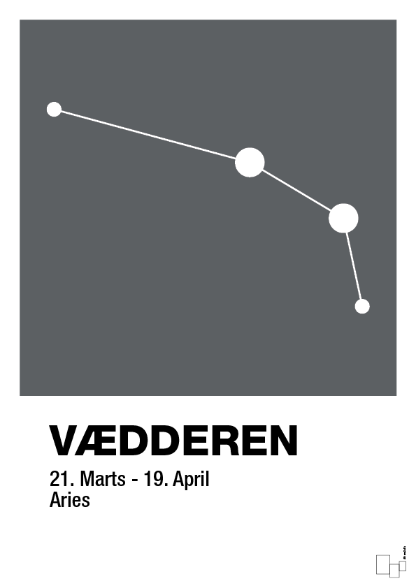 plakat: stjernebillede vædderen - graphic charcoal-Stjernetegn-A1two3
