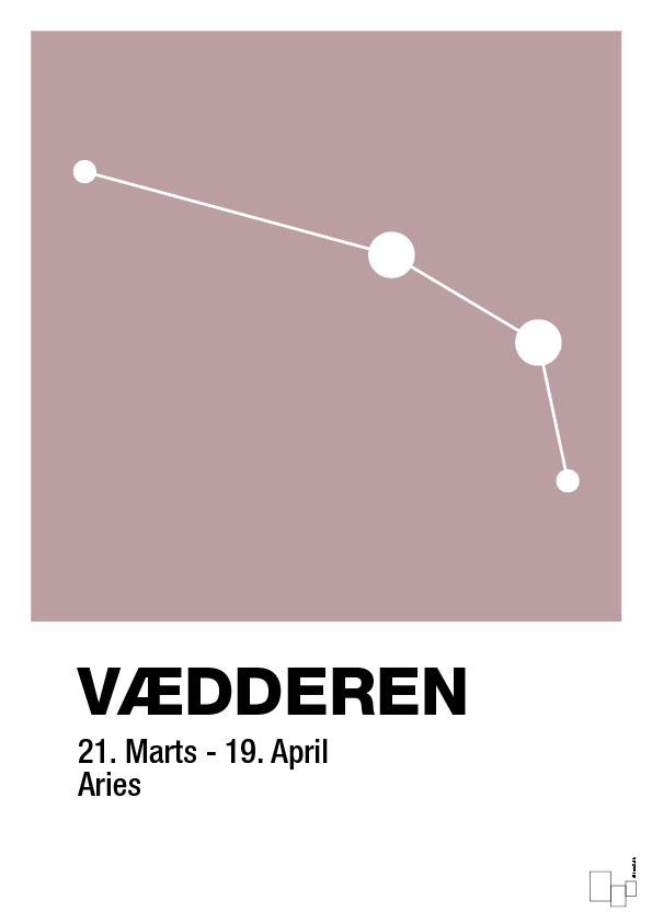 plakat: stjernebillede vædderen - light rose-Stjernetegn-A1two3