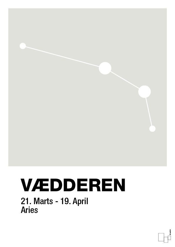 plakat: stjernebillede vædderen - painters white-Stjernetegn-A1two3