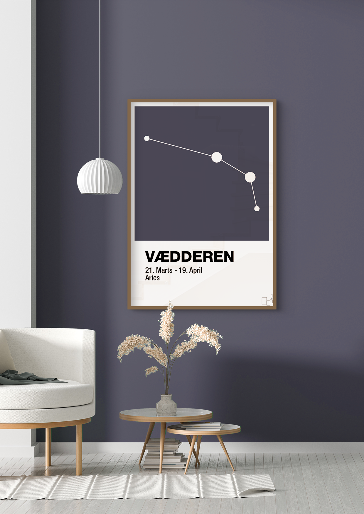 plakat: stjernebillede vædderen - graphic charcoal-Stjernetegn-A1two3