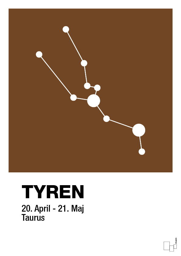 plakat: stjernebillede tyren - dark brown-Stjernetegn-A1two3
