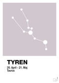 plakat: stjernebillede tyren - dusty lilac-Stjernetegn-A1two3