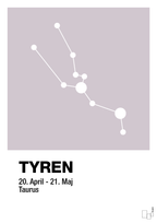 plakat: stjernebillede tyren - dusty lilac-Stjernetegn-A1two3