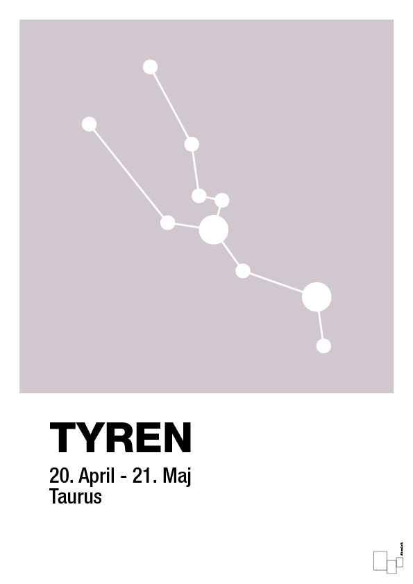 plakat: stjernebillede tyren - dusty lilac-Stjernetegn-A1two3