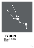 plakat: stjernebillede tyren - graphic charcoal-Stjernetegn-A1two3