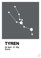 plakat: stjernebillede tyren - graphic charcoal-Stjernetegn-A1two3