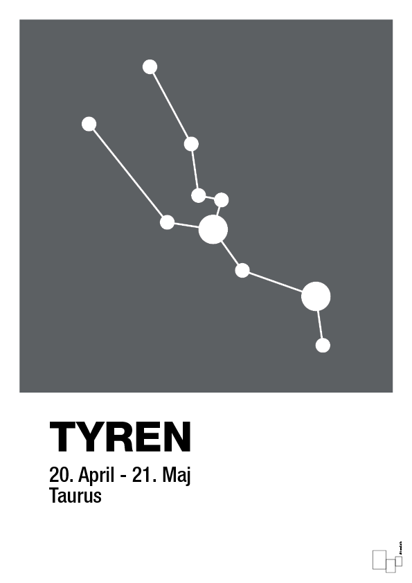 plakat: stjernebillede tyren - graphic charcoal-Stjernetegn-A1two3