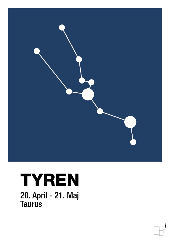 plakat: stjernebillede tyren - lapis blue-Stjernetegn-A1two3