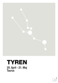plakat: stjernebillede tyren - painters white-Stjernetegn-A1two3