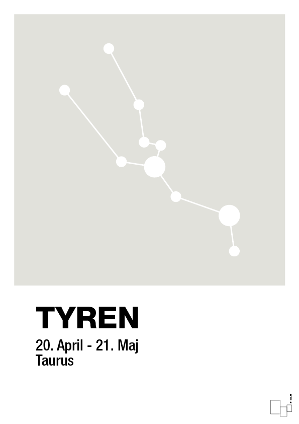 plakat: stjernebillede tyren - painters white-Stjernetegn-A1two3