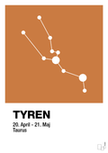 plakat: stjernebillede tyren - rumba orange-Stjernetegn-A1two3