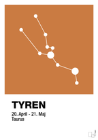 plakat: stjernebillede tyren - rumba orange-Stjernetegn-A1two3