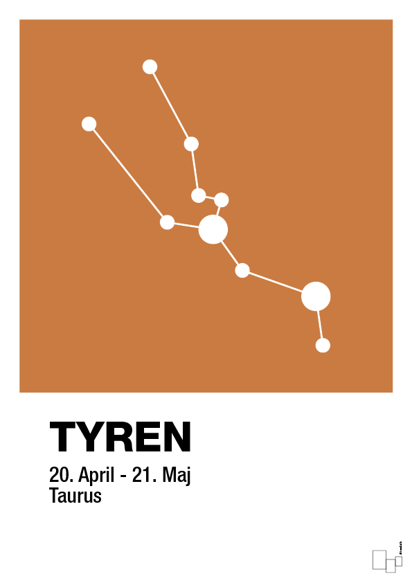 plakat: stjernebillede tyren - rumba orange-Stjernetegn-A1two3
