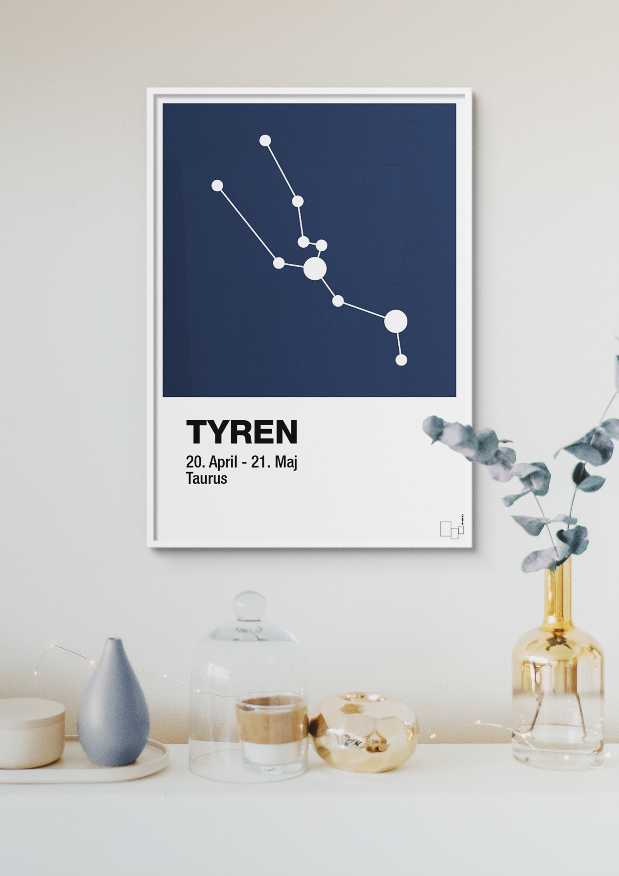 plakat: stjernebillede tyren - graphic charcoal-Stjernetegn-A1two3