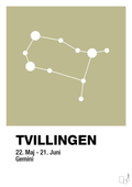 plakat: stjernebillede tvillingen - back to nature-Stjernetegn-A1two3