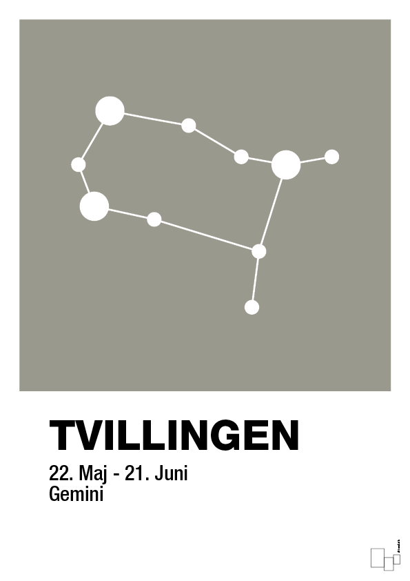 plakat: stjernebillede tvillingen - battleship gray-Stjernetegn-A1two3
