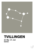 plakat: stjernebillede tvillingen - battleship gray-Stjernetegn-A1two3