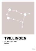 plakat: stjernebillede tvillingen - broken beige-Stjernetegn-A1two3
