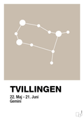 plakat: stjernebillede tvillingen - creamy mushroom-Stjernetegn-A1two3