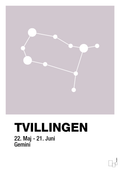 plakat: stjernebillede tvillingen - dusty lilac-Stjernetegn-A1two3