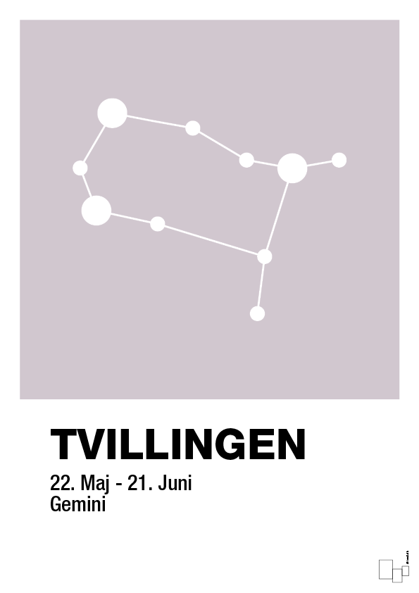 plakat: stjernebillede tvillingen - dusty lilac-Stjernetegn-A1two3