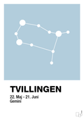 plakat: stjernebillede tvillingen - heavenly blue-Stjernetegn-A1two3