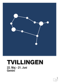 plakat: stjernebillede tvillingen - lapis blue-Stjernetegn-A1two3