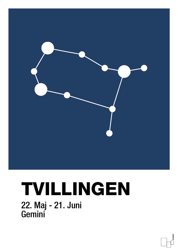 plakat: stjernebillede tvillingen - lapis blue-Stjernetegn-A1two3