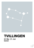 plakat: stjernebillede tvillingen - light drizzle-Stjernetegn-A1two3