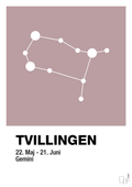 plakat: stjernebillede tvillingen - light rose-Stjernetegn-A1two3