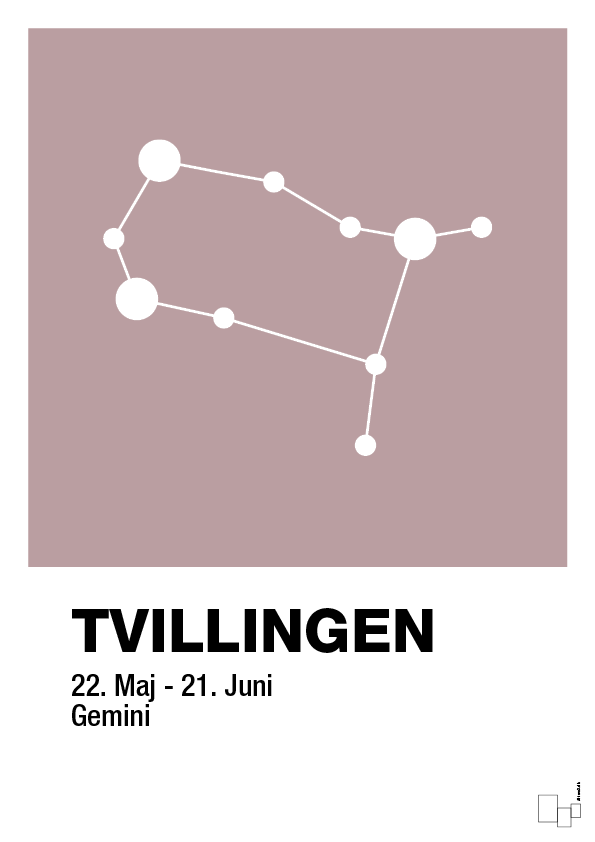 plakat: stjernebillede tvillingen - light rose-Stjernetegn-A1two3