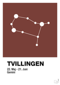 plakat: stjernebillede tvillingen - red pepper-Stjernetegn-A1two3