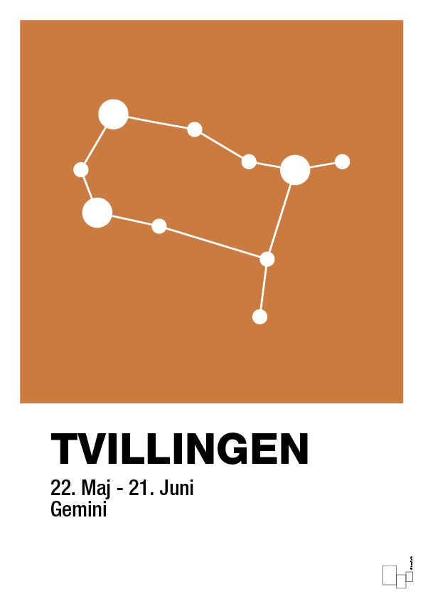 plakat: stjernebillede tvillingen - rumba orange-Stjernetegn-A1two3
