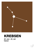 plakat: stjernebillede krebsen - dark brown-Stjernetegn-A1two3