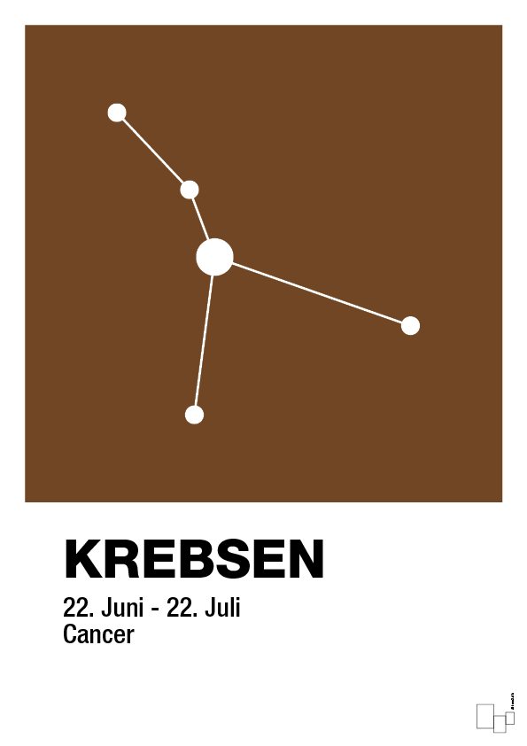 plakat: stjernebillede krebsen - dark brown-Stjernetegn-A1two3