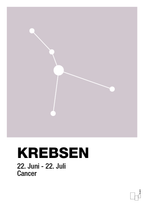plakat: stjernebillede krebsen - dusty lilac-Stjernetegn-A1two3